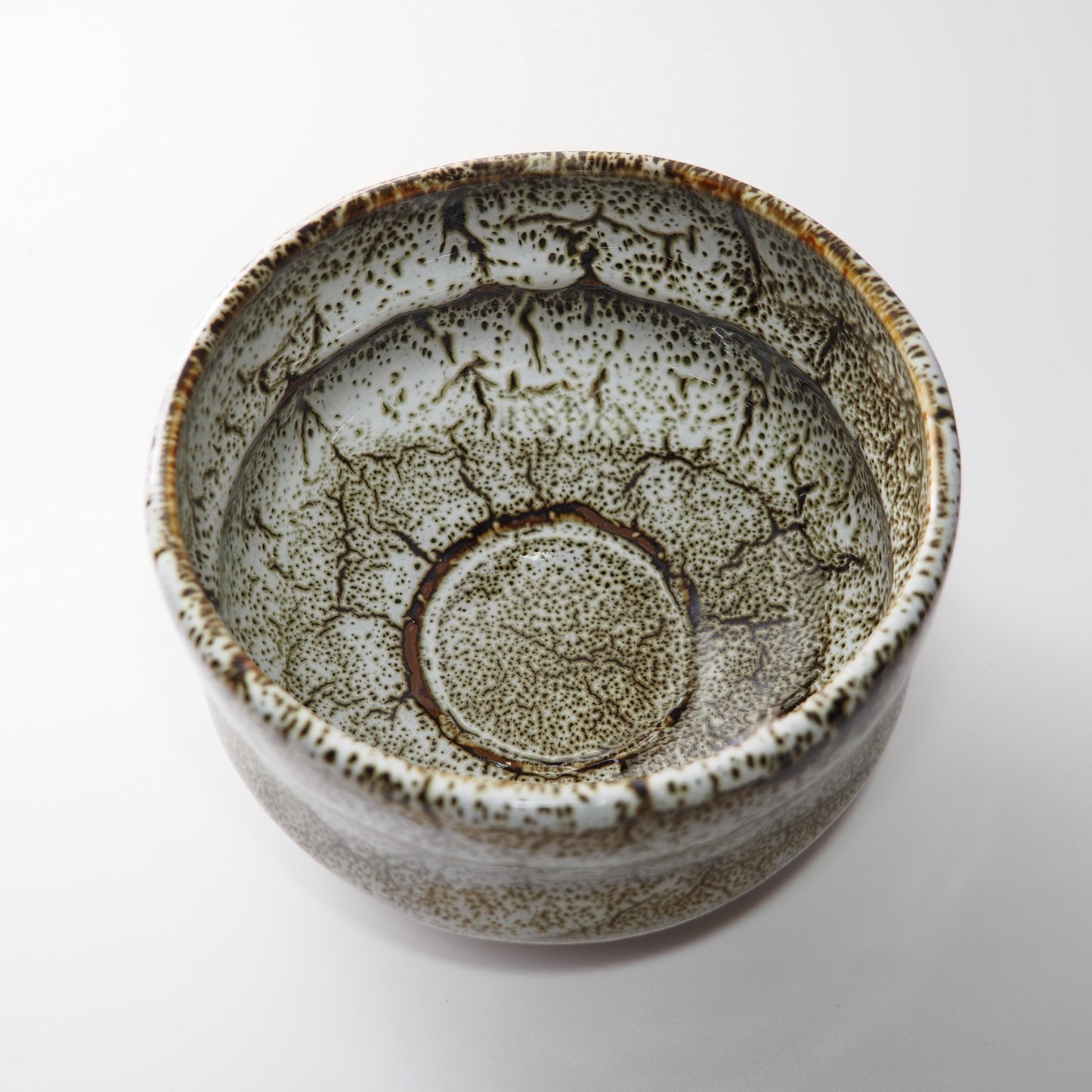 Mino Ware Matcha Bowl | White and Brown Glaze | Chawan Tea Ceremony Utensil