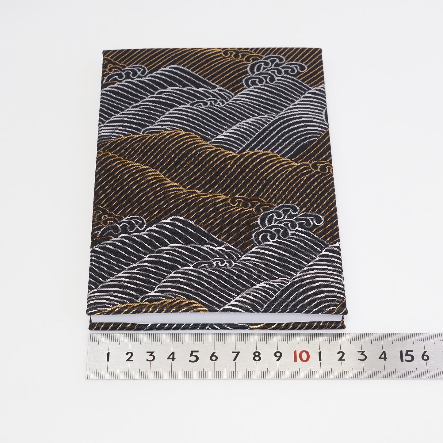 Accordion-style Notebook Japanese Washi Paper Goshuincho Gold and Silver Wave
