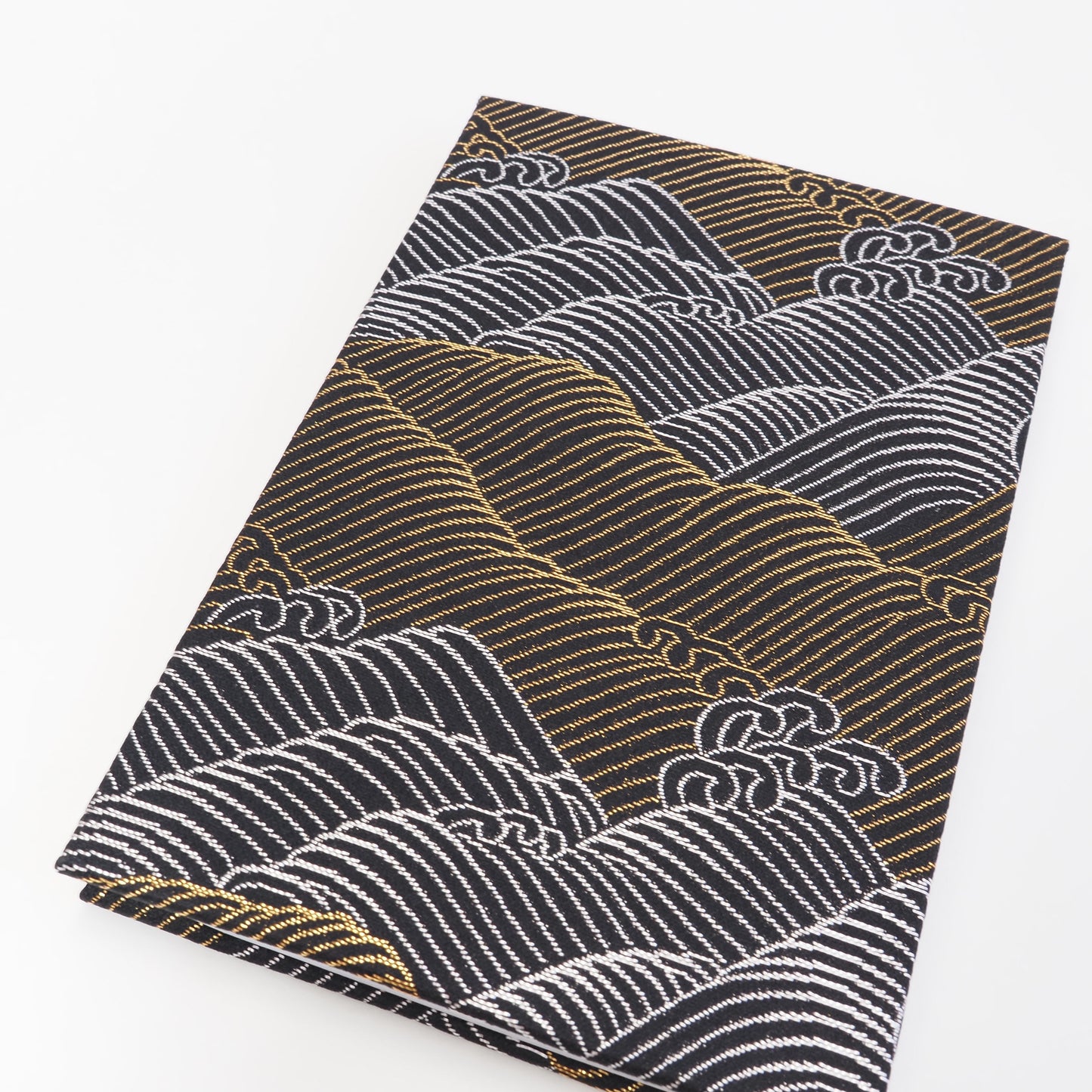 Accordion-style Notebook Japanese Washi Paper Goshuincho Gold and Silver Wave