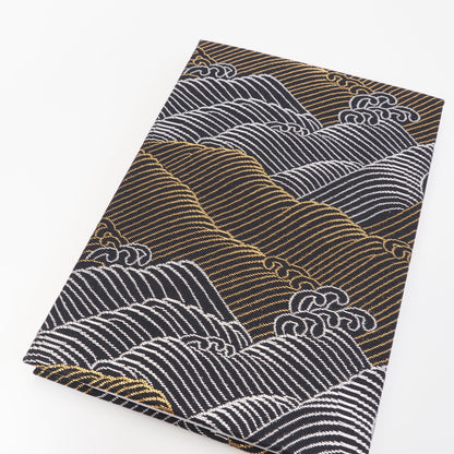 Accordion-style Notebook Japanese Washi Paper Goshuincho Gold and Silver Wave