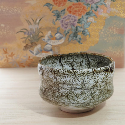 Mino Ware Matcha Bowl | White and Brown Glaze | Chawan Tea Ceremony Utensil