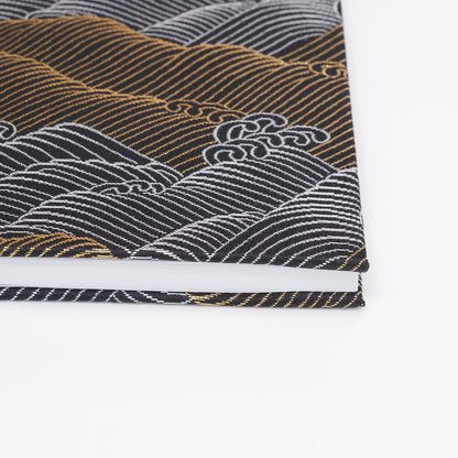 Accordion-style Notebook Japanese Washi Paper Goshuincho Gold and Silver Wave