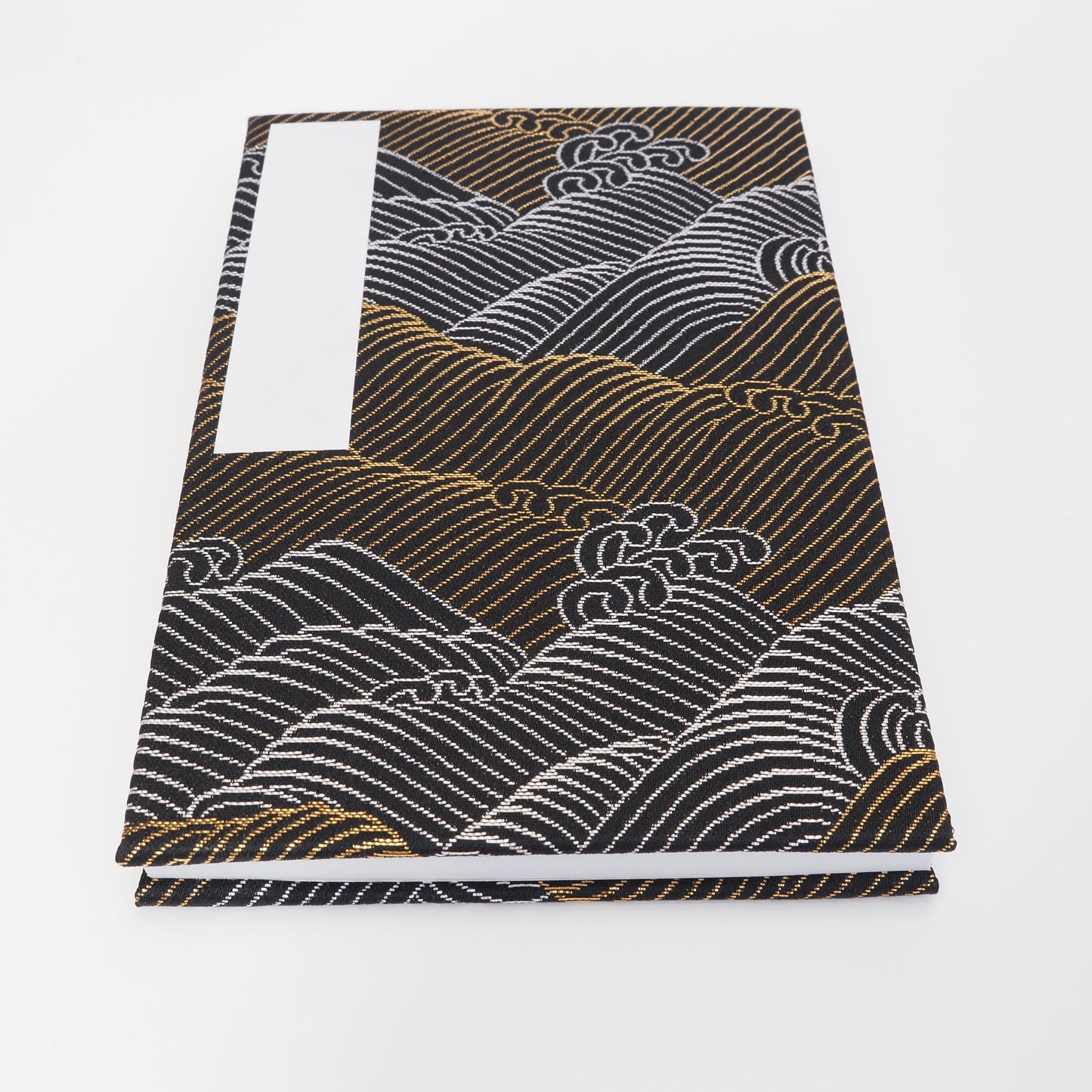 Accordion-style Notebook Japanese Washi Paper Goshuincho Gold and Silver Wave