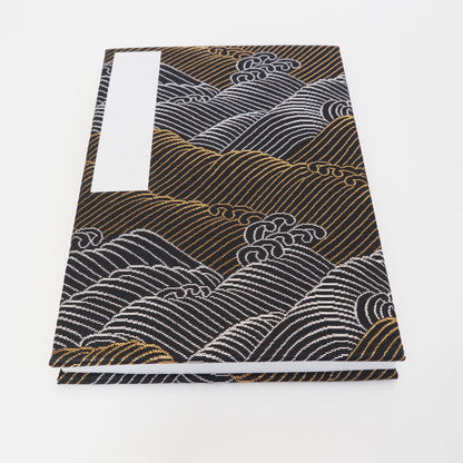 Accordion-style Notebook Japanese Washi Paper Goshuincho Gold and Silver Wave