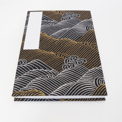 Accordion-style Notebook Japanese Washi Paper Goshuincho Gold and Silver Wave