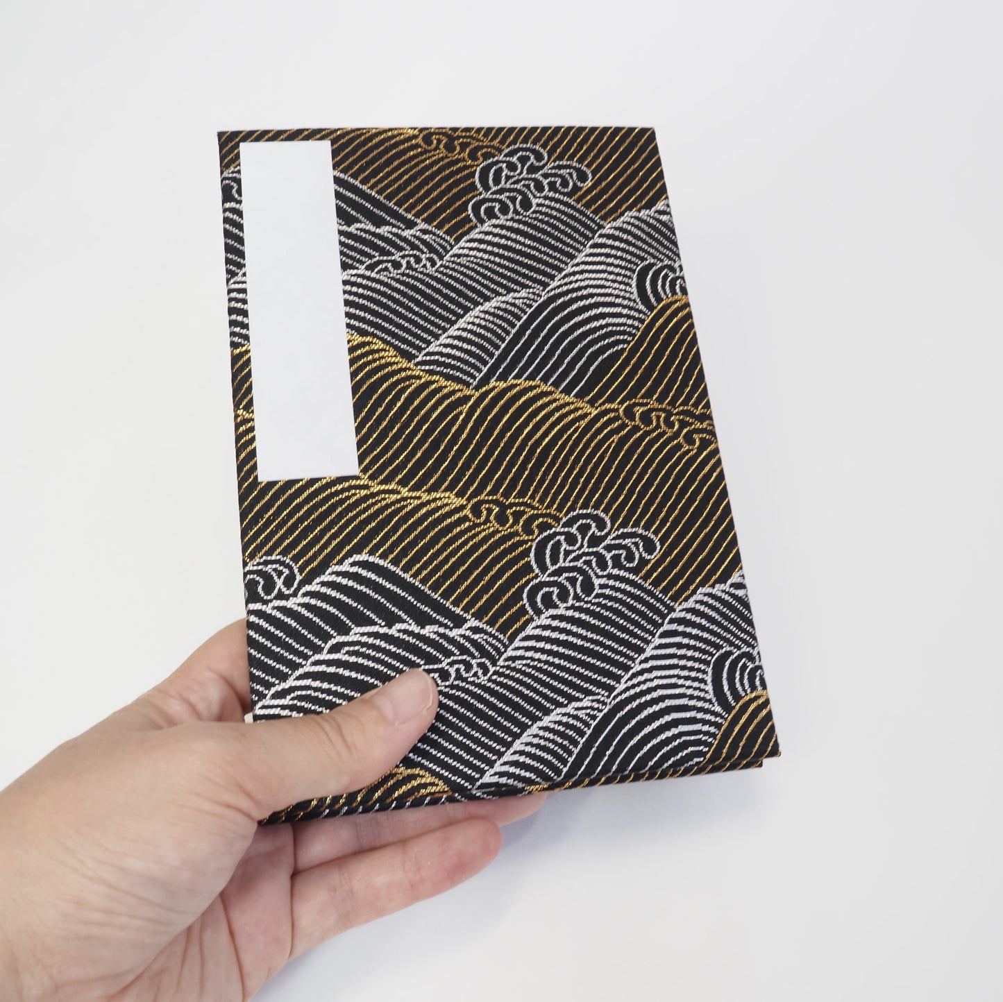 Accordion-style Notebook Japanese Washi Paper Goshuincho Gold and Silver Wave
