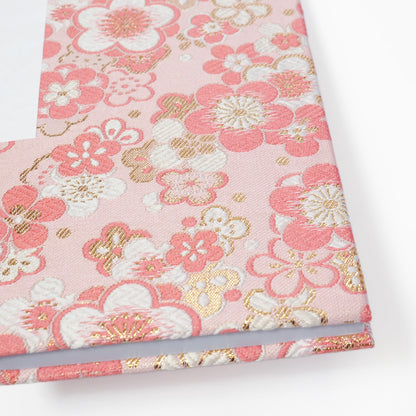 Accordion-style Notebook Japanese Washi Paper Goshuincho Pink Flower