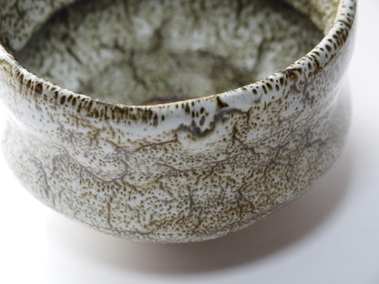 Mino Ware Matcha Bowl | White and Brown Glaze | Chawan Tea Ceremony Utensil