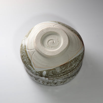 Mino Ware Matcha Bowl | White and Brown Glaze | Chawan Tea Ceremony Utensil