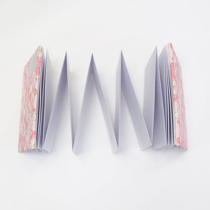 Accordion-style Notebook Japanese Washi Paper Goshuincho Pink Flower