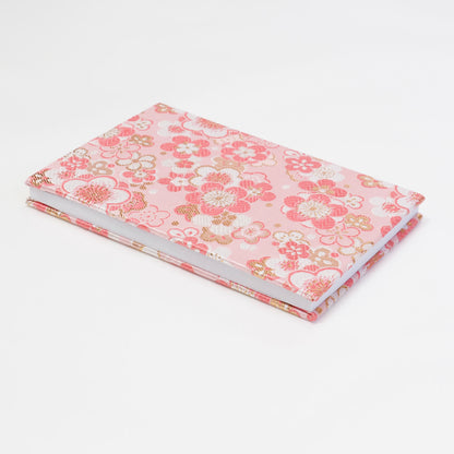 Accordion-style Notebook Japanese Washi Paper Goshuincho Pink Flower
