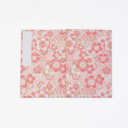 Accordion-style Notebook Japanese Washi Paper Goshuincho Pink Flower