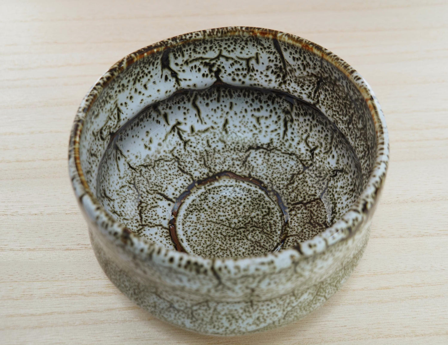 Mino Ware Matcha Bowl | White and Brown Glaze | Chawan Tea Ceremony Utensil