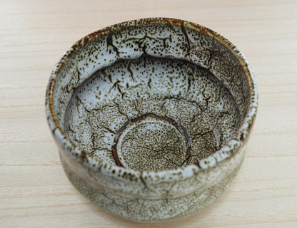 Mino Ware Matcha Bowl | White and Brown Glaze | Chawan Tea Ceremony Utensil