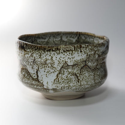 Mino Ware Matcha Bowl | White and Brown Glaze | Chawan Tea Ceremony Utensil