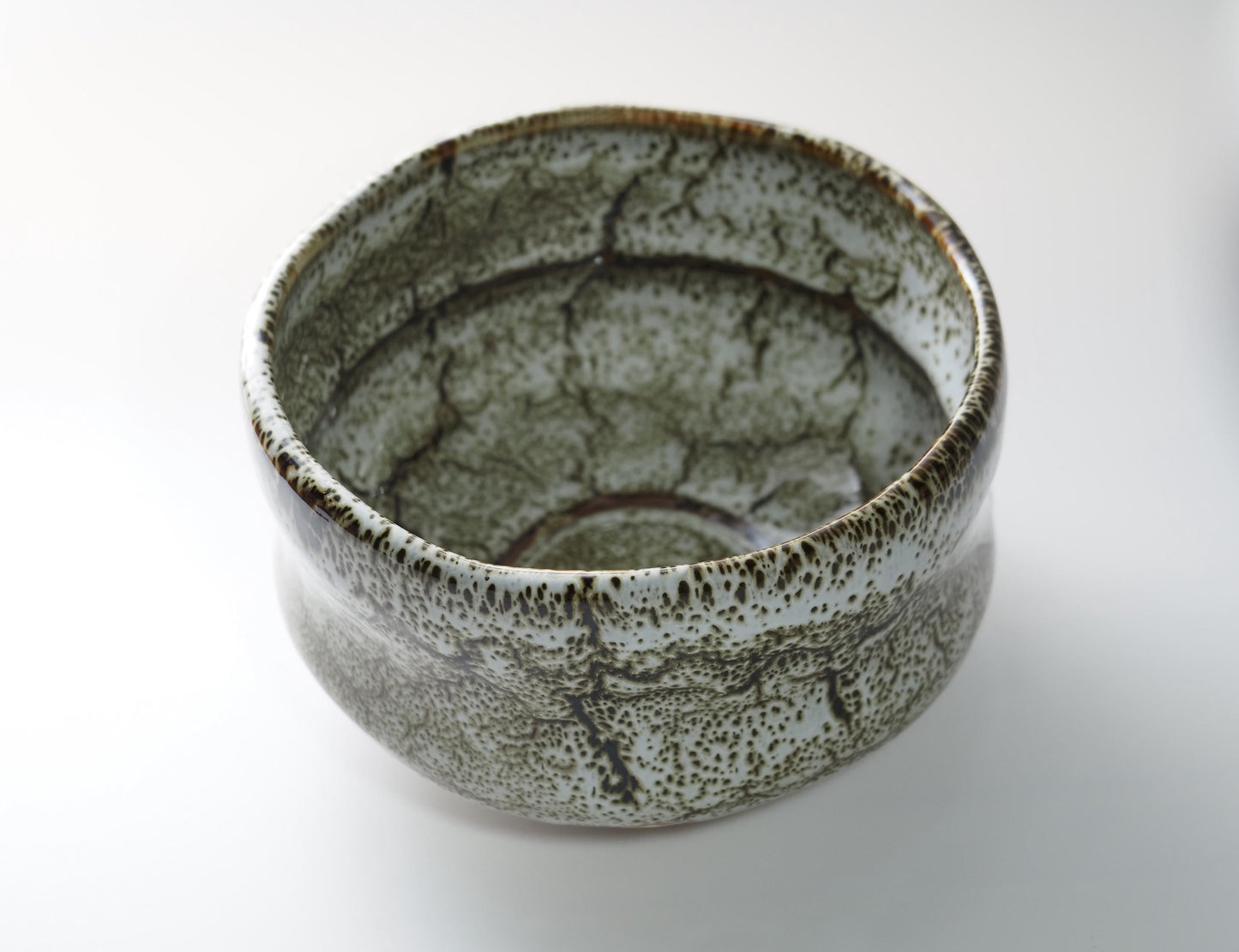 Mino Ware Matcha Bowl | White and Brown Glaze | Chawan Tea Ceremony Utensil