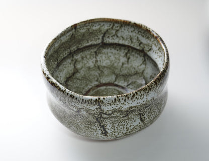 Mino Ware Matcha Bowl | White and Brown Glaze | Chawan Tea Ceremony Utensil