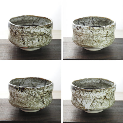 Mino Ware Matcha Bowl | White and Brown Glaze | Chawan Tea Ceremony Utensil