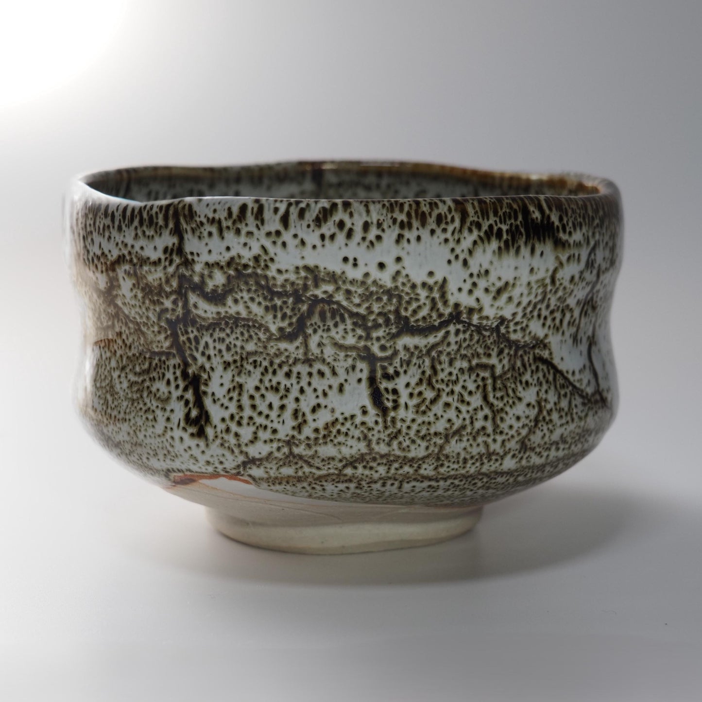 Mino Ware Matcha Bowl | White and Brown Glaze | Chawan Tea Ceremony Utensil